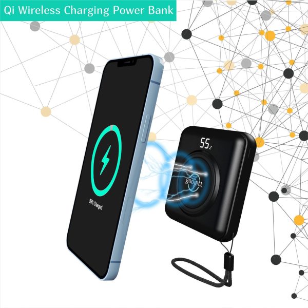 Wireless Portable Charger Power Bank 10000mAh Portable Phone ChargeriPhone Charger with Built in 4 Cable USB C Wireless Charging External Battery Pack Backup Compatible with iPhone Samsung iPad 1 - Image 3