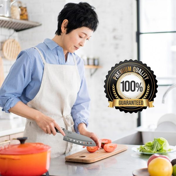 Santoku Knife   Santoku Chef Knife with Plastic Grip   7 Inch Japanese Santoku Knife   Versatile Knife for Chopping Slicing Mincing   Steel Blade with Holes   Cuts Meat Fish Vegetables - Image 7
