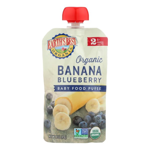 Earth's Best Organic Banana Blueberry Baby Food Puree - Stage 2 - Case of 12 - 4 oz. - Image 3