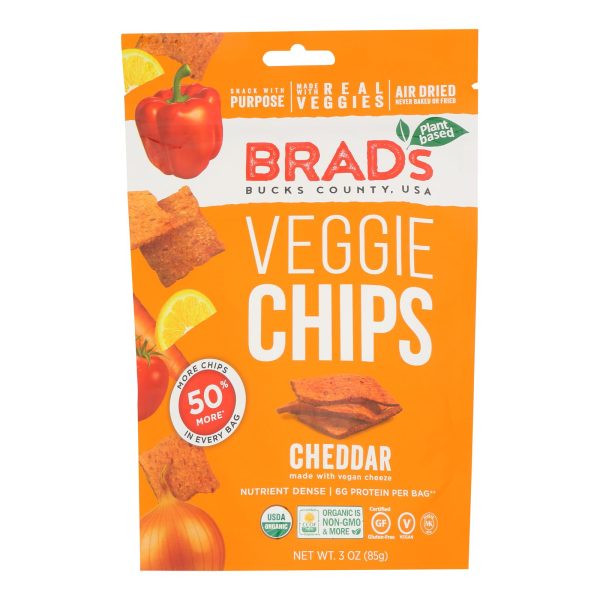 Brad's Plant Based - Raw Chips - Cheddar - Case of 12 - 3 oz.