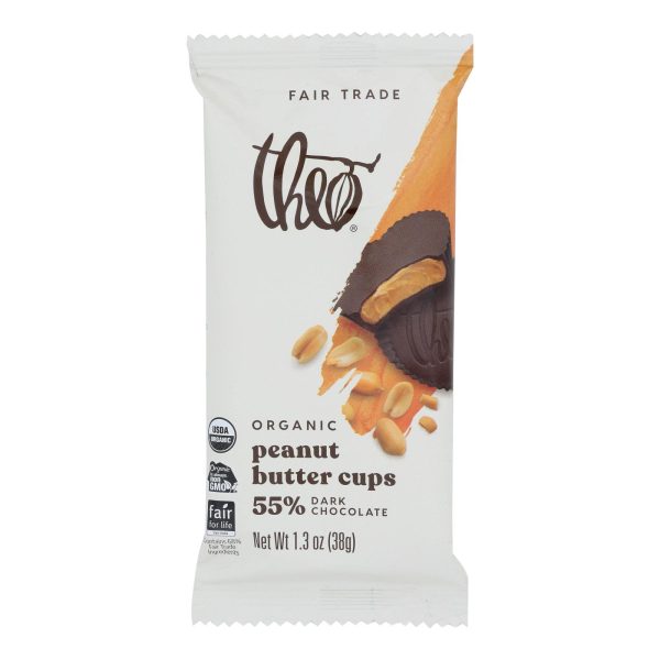 Theo Chocolate Peanut Butter Cups - Dark Chocolate - 1.3 oz - Case of 12 - Image 2