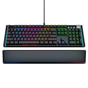 Newest 2023 Real Mechanical Gaming Keyboard with 107 Clicky Optical switches Programmable RGB LED Backlit Laser Engraved Keys  Ergonomic Magnetic Leather Wrist Rest Dedicated Media Keys for PC