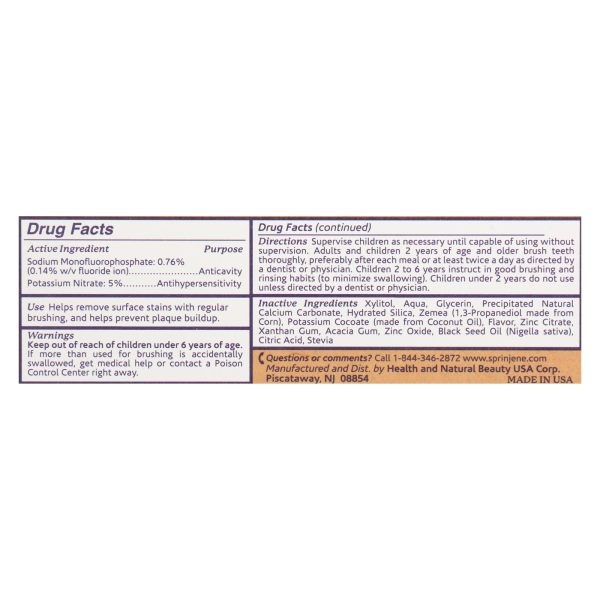 Sprinjene Natural Toothpaste - Sensative - Flouride - 3.5 oz - Image 3