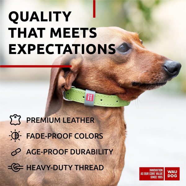 Long Lasting Leather Dog Collar for Large Dogs Medium & Small Dogs   Adjustable Classic Puppy Collars for Large Breed Dogs   Boy & Girl Dog Collars with Durable Buckle D Ring & QR Dog Tag - Image 3