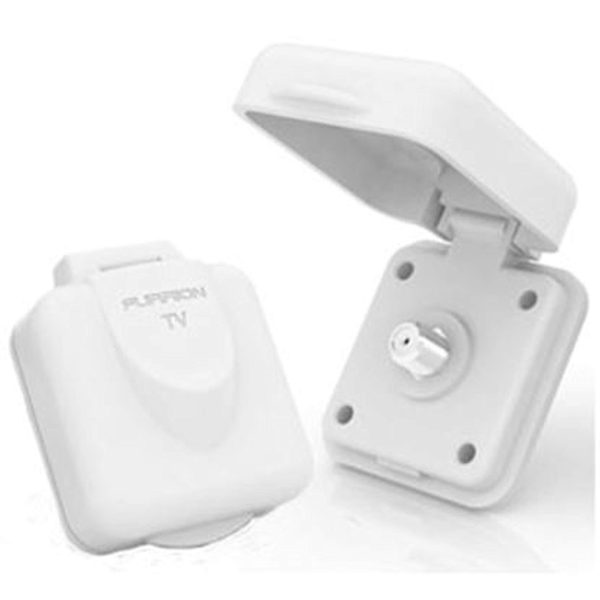 Mini TV SAT Inlet Square with F Type Connector for Coaxial Cable Feed  Marine Grade Weatherproof Sealing (White)   FTVINB PS