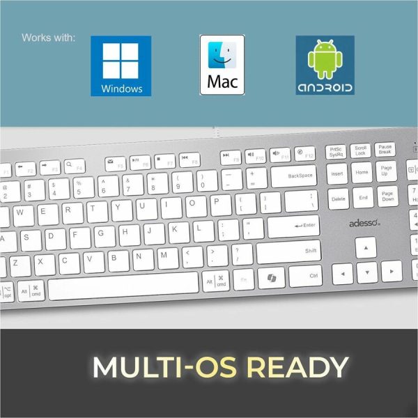 Adesso EasyTouch 730UW USB-C Multi OS Scissor Switch Keyboard With CoPilot AI Hotkey And USB-C, USB-A, 3.5mm Aux Ports - Image 5