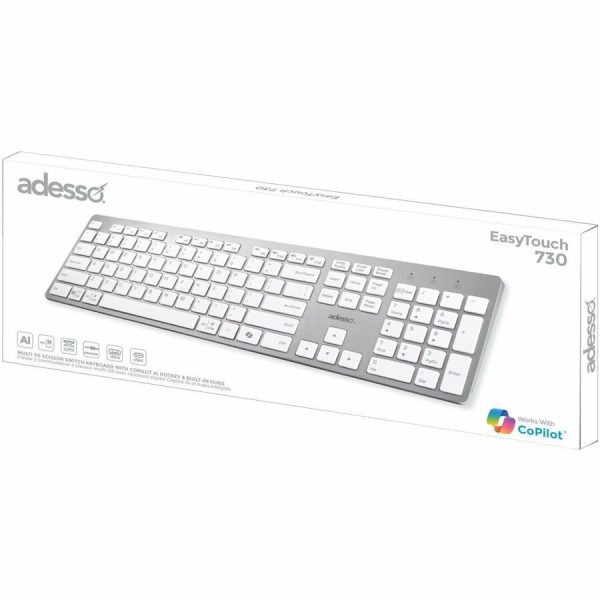 Adesso EasyTouch 730UW USB-C Multi OS Scissor Switch Keyboard With CoPilot AI Hotkey And USB-C, USB-A, 3.5mm Aux Ports - Image 9