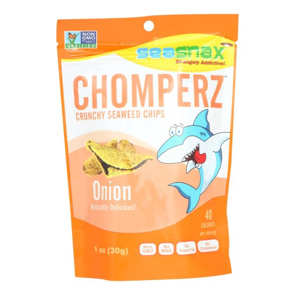 Seasnax Chomperz Onion Crunchy Seaweed Chips  - Case of 8 - 1 OZ - Image 3