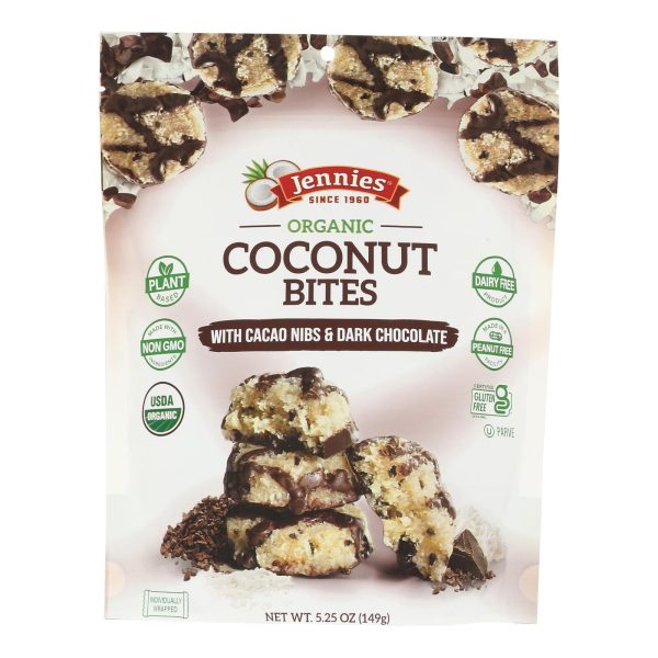 Jennies Coconut Bites - Organic - Cacao Chocolate - Case of 6 - 5.25 oz - Image 3