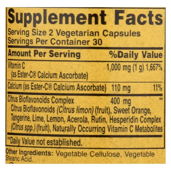 American Health - Ester-C with Citrus Bioflavonoids - 500 mg - 60 Vegetarian Capsules - Image 2