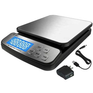 Shipping Scale for Packages 110 LB (50 KG) –  Package Scale Postal Scale for Shipping Packages with Stainless Steel Platform Tare Hold Counting Function USB Cord and AC DC Adapter