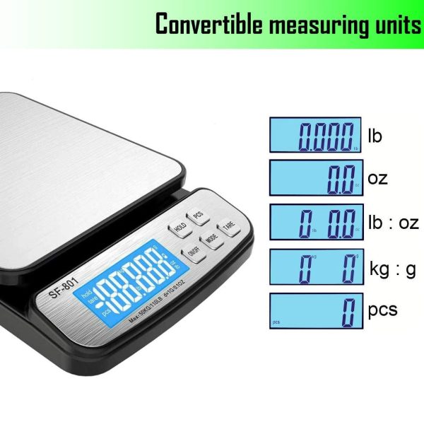 Shipping Scale for Packages 110 LB (50 KG) –  Package Scale Postal Scale for Shipping Packages with Stainless Steel Platform Tare Hold Counting Function USB Cord and AC DC Adapter - Image 2