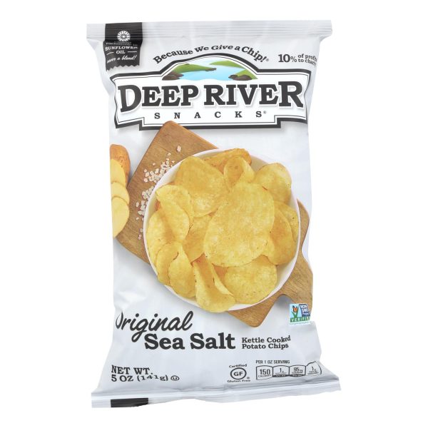 Deep River Original Sea Salt Kettle Chips  - Case of 12 - 5 OZ - Image 2