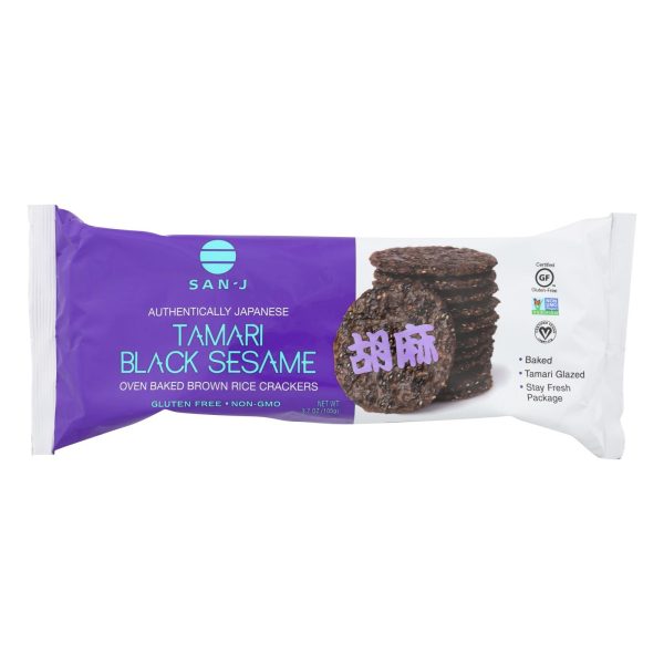 San - J Brown Rice Crackers - Black Sesame - Case of 12 - 3.7 oz. - Image 2