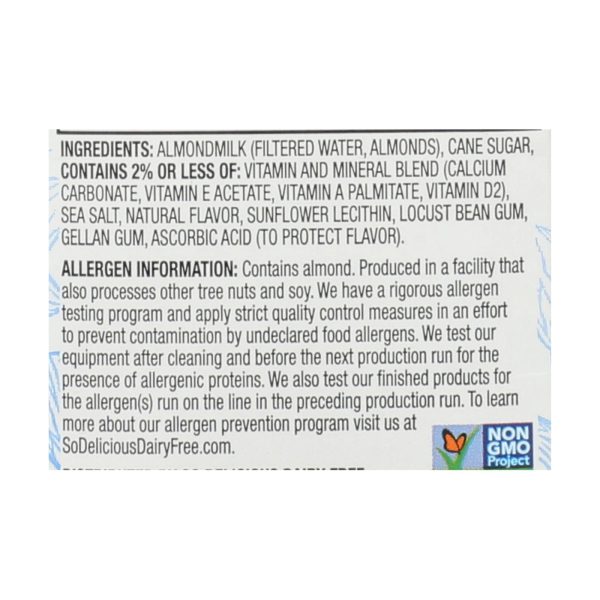 So Delicious Dairy Free Almond Milk - Vanilla - Case of 6 - 32 oz - Image 2