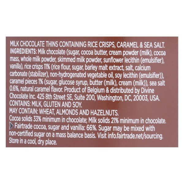 Divine - Crisp Thns Milk Chocolate Caramel - Case of 12 - 2.8 OZ