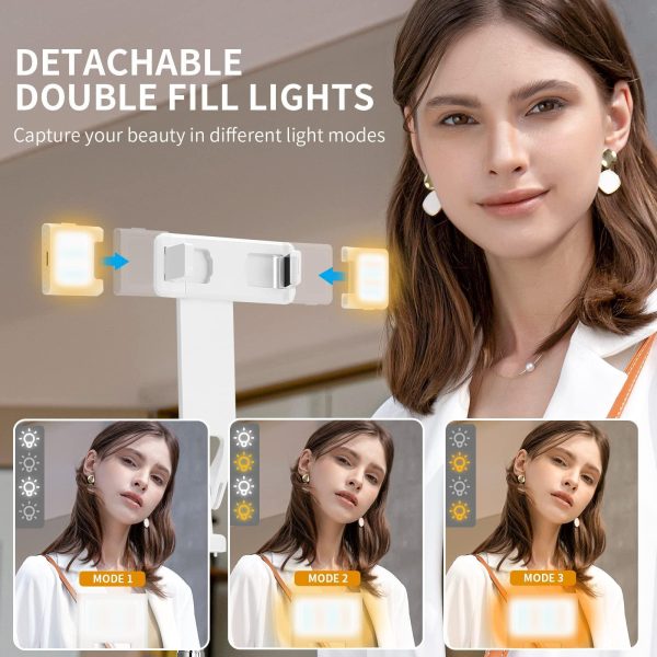Selfie Stick Tripod with Remote and 2 Fill Light    Phone Tripod Compact 50'' Cell Phone Stand New Travel Wireless Bluetooth Selfie Stick Compatible with iPhone & Smartphones (White) - Image 2