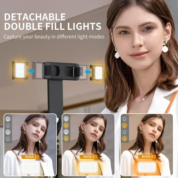 Selfie Stick Tripod with Remote and 2 Fill Light    Phone Tripod Compact 50'' Cell Phone Stand New Travel Wireless Bluetooth Selfie Stick Compatible with iPhone & Smartphones (Black) - Image 2