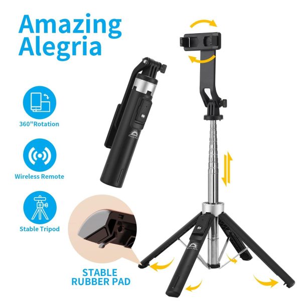 Selfie Stick Tripod with Remote and 2 Fill Light    Phone Tripod Compact 50'' Cell Phone Stand New Travel Wireless Bluetooth Selfie Stick Compatible with iPhone & Smartphones (Black) - Image 5