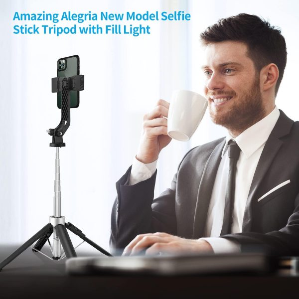 Selfie Stick Tripod with Remote and 2 Fill Light    Phone Tripod Compact 50'' Cell Phone Stand New Travel Wireless Bluetooth Selfie Stick Compatible with iPhone & Smartphones (Black) - Image 7