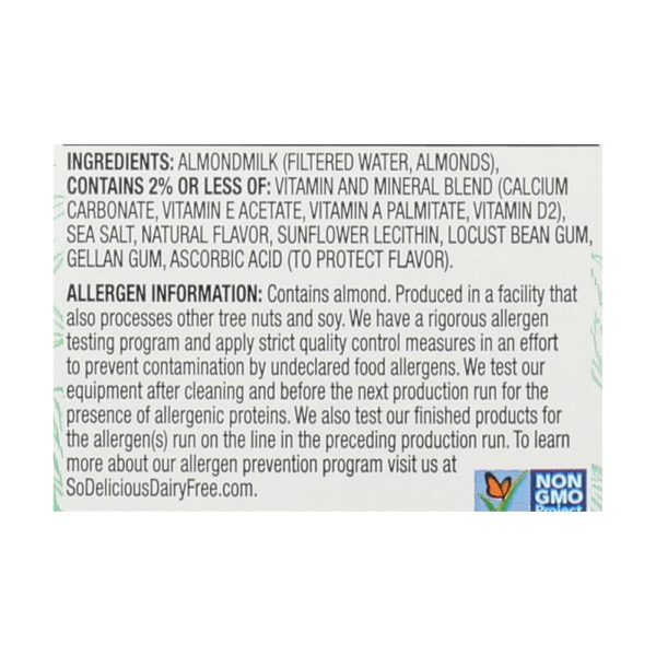 So Delicious Dairy Free Almond Milk Beverage -Unsweetened - Case of 6 - 32 fl oz - Image 2