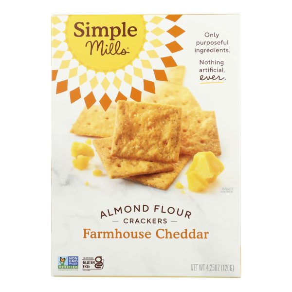 Simple Mills Farmhouse Cheddar Almond Flour Crackers - Case of 6 - 4.25 oz. - Image 2