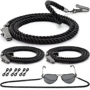 SIGONNA Glasses Strap String Holder Cord   Terylene Eyeglasses Strap Holders   Eye Glasses Accessory Chain   Eyeglass Chains for Women Men   Glasses Lanyard Around Neck   3 Pcs (Black)