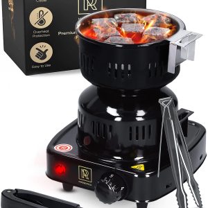 Multipurpose Electric Charcoal Starter Electric Charcoal Burner ETL Approved Electric Stove Coconut Charcoal Lighters with Tongs 450W Hot Plate Electric with 304 Stainless Steel Coiled Burner