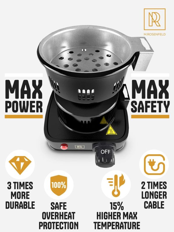 Multipurpose Electric Charcoal Starter   Electric Charcoal Burner ETL Approved Electric Stove   Coconut Charcoal Lighters with Tongs   450W Hot Plate Electric with 304 Stainless Steel Coiled Burner - Image 2