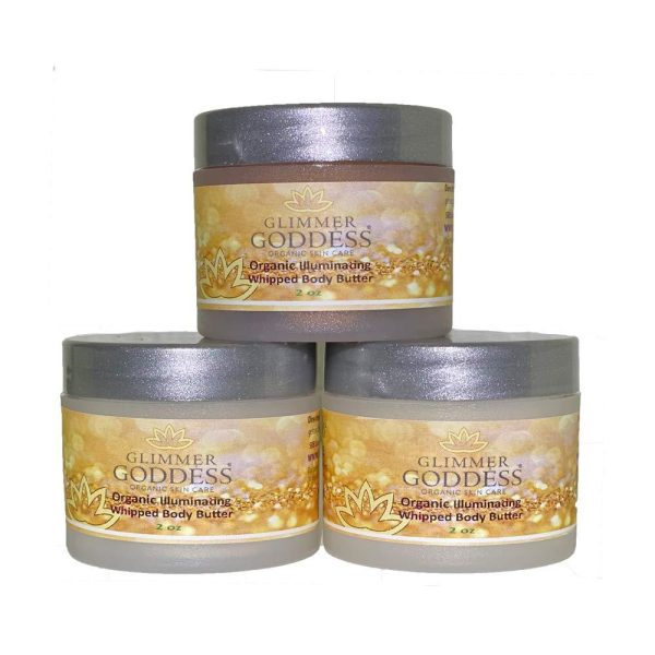Organic Whipped Shea Body Shimmers Travel Size   Bronze Diamond & Gold Shimmer   Vegan Cruelty Free