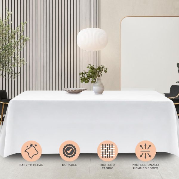 Classic White Tablecloth 90x132   White Table Clothes for 6 Foot Rectangle Tables 200 GSM Stain and Wrinkle Resistant Washable Fabric [2 Pack] - Image 4