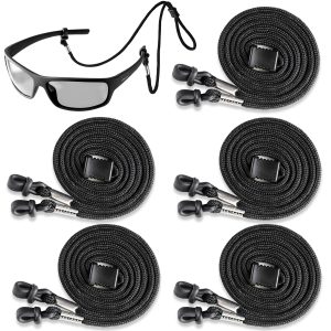 SIGONNA Eyeglasses String Holder Strap Cord   Eyeglass Chain for Men Women   Glasses Lanyard Holders Around Neck   Sports Eye Glass Straps Sunglass Retainer   5 Cords Black