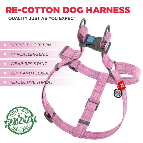 Re Cotton Dog Harness Eco Friendly Dog Harness for Small Dogs Medium & Large Dogs   Reflective Dog Harness with QR ID Tag   Puppy Harness with Adjustable Size for Male & Female Dogs - Image 2