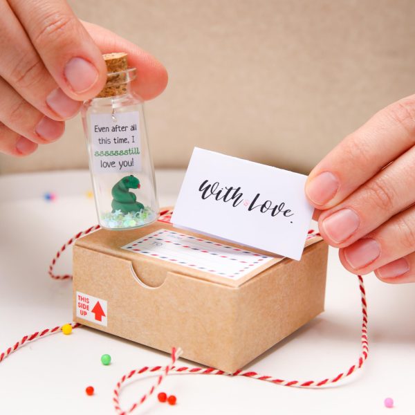 Kseniya Revta Anniversary Present for Her & Him Valentines Day Romantic Gift to Boyfriend Girlfriend Message I Love You Gifts Wife Husband (Snake   I Sssssstill Love You In Craft Gift Box) - Image 3