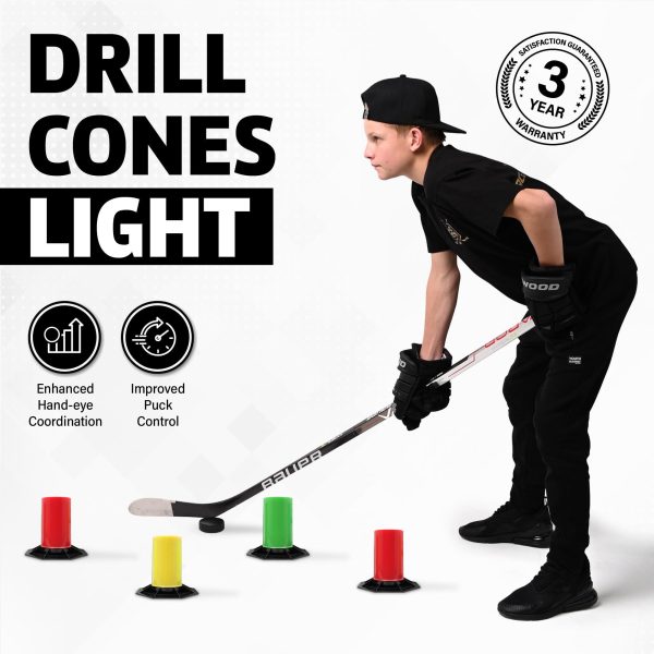 Drill Cones   Lightweight Stickhandling Training Tool   Hockey Training Equipment for Puck Control Reaction Time and Coordination   Portable Durable and Adjustable - Image 6