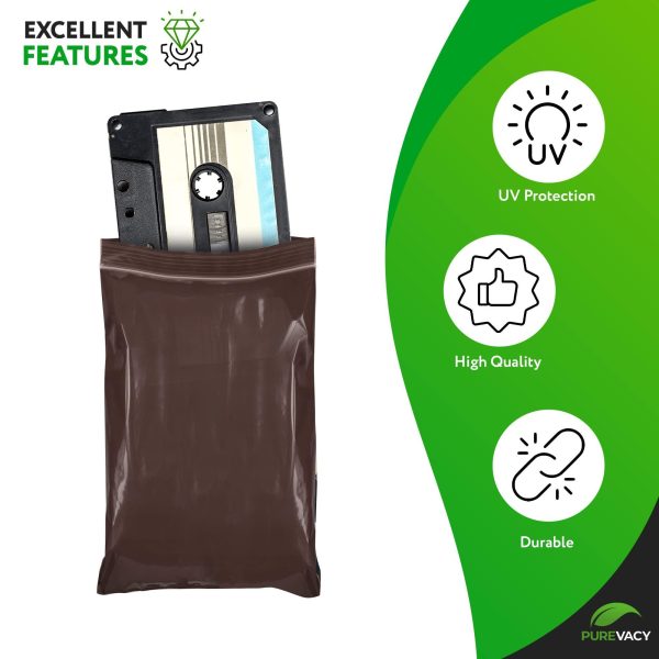 Amber Zip Bags 3 x 5 Brown Poly Zip Bags for Storage 100 Pack Polyethylene Plastic Bags Resealable 3 Mil Water Resistant Poly Zipper Bags Plastic Zipper Bags for Electronics - Image 4