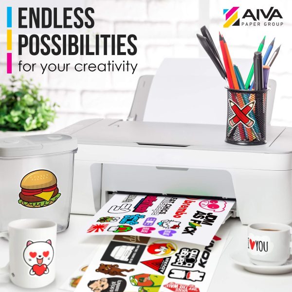 Printable Vinyl Sticker Paper  Waterproof Decal Paper for Inkjet Printer  50 SelfAdhesive Sheets  Glossy White  Standard Letter Size 8.5x11 - Image 5