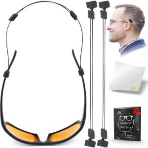 Eye Glasses String Strap Holder   No Tail Sunglass Strap for Men Women   Adjustable Glasses Strap   Wire Eyeglass Strap Lanyard   2 Cords   18  XL