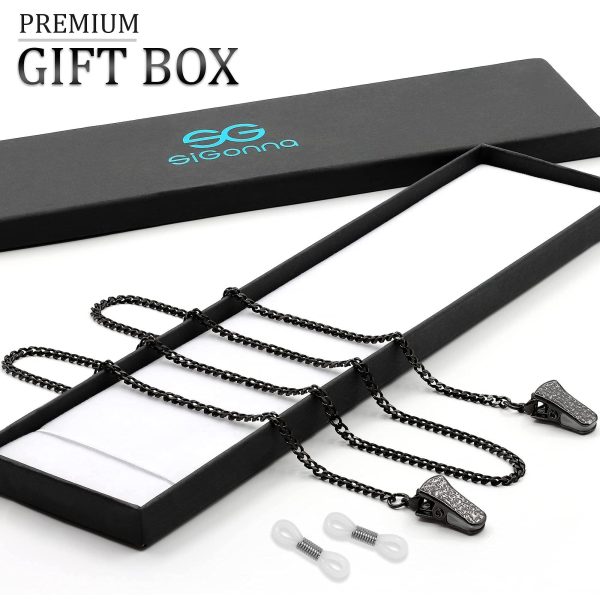 SIGONNA Eyeglass Chains for Women Men   Eyeglass Holder Strap   Eye Glass Accessory Chain   Eyeglass Holder Around Neck (Black) - Image 2