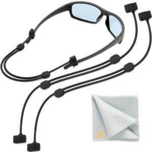 Glasses Strap Sunglass Holder   Adjustable Eyeglasses Strap   Silicone Sunglasses Strap for Men Women   Eye Glasses String Strap Lanyard   2 Cords   13  M (Black)