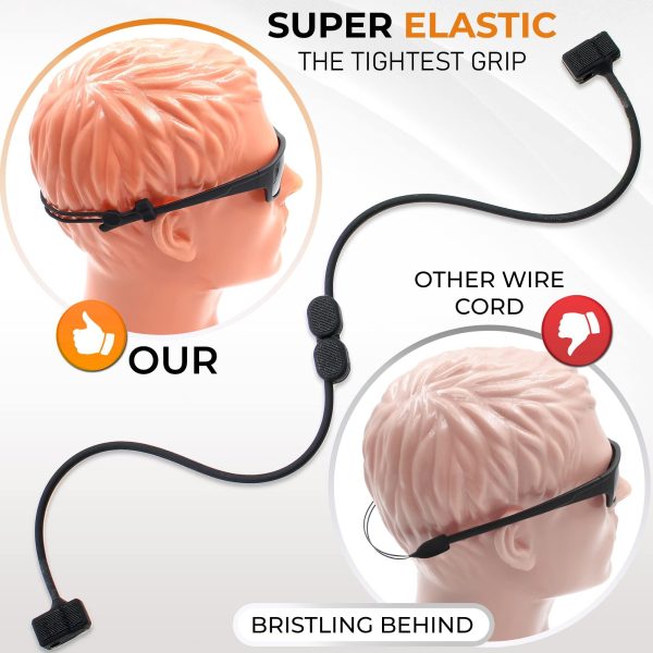Glasses Strap Sunglass Holder   Adjustable Eyeglasses Strap   Silicone Sunglasses Strap for Men Women   Eye Glasses String Strap Lanyard   2 Cords   13  M (Black) - Image 2