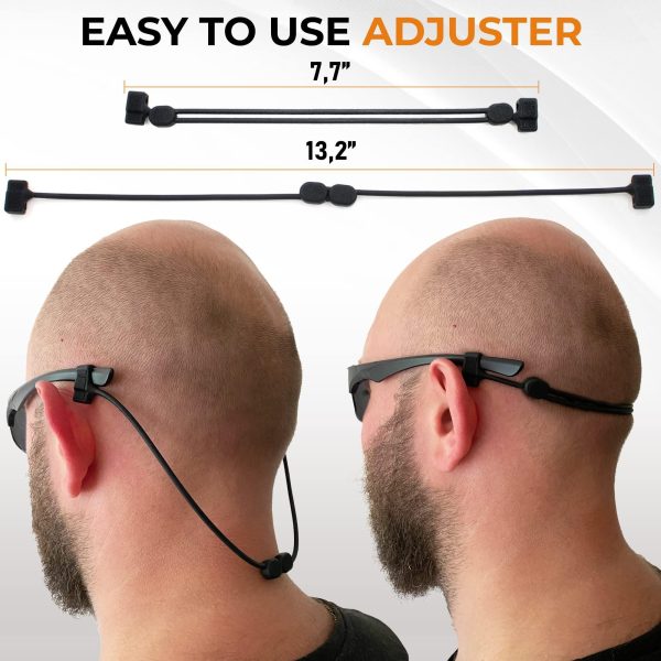 Glasses Strap Sunglass Holder   Adjustable Eyeglasses Strap   Silicone Sunglasses Strap for Men Women   Eye Glasses String Strap Lanyard   2 Cords   13  M (Black) - Image 3