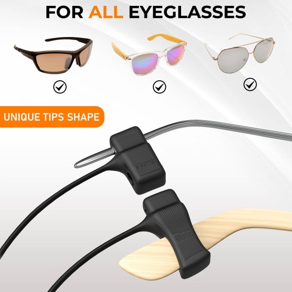 Glasses Strap Sunglass Holder   Adjustable Eyeglasses Strap   Silicone Sunglasses Strap for Men Women   Eye Glasses String Strap Lanyard   2 Cords   13  M (Black) - Image 4