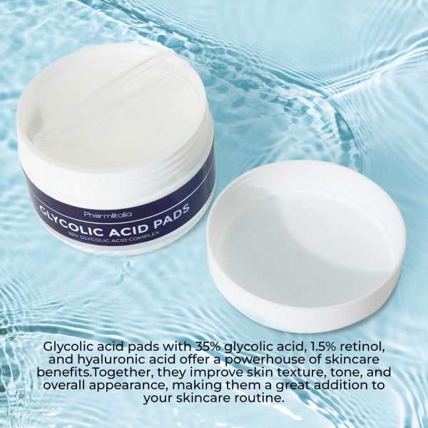 Glycolic Acid Pads 35%   Anti Aging Treatment for Clearer Smoother Skin   Glycolic Acid Peel Pads For Dark Spots Acne and Wrinkles   Infused with Hyaluronic Acid & Retinol   60 Pads - Image 6