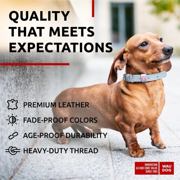 Long Lasting Leather Dog Collar for Large Dogs Medium & Small Dogs   Adjustable Classic Puppy Collars for Large Breed Dogs   Boy & Girl Dog Collars with Durable Buckle D Ring & QR Dog Tag - Image 3