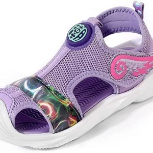 Closed Toe Cute Sandal for Girls in Pretty Colors  Breathable Mesh Upper Easy and Durable Hook & Loop Strap Thick and Comfortable Non Slip Sole  Girls Sandals for Pool Beach Bikes School Play
