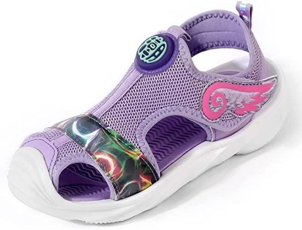 Closed Toe Cute Sandal for Girls in Pretty Colors  Breathable Mesh Upper Easy and Durable Hook & Loop Strap Thick and Comfortable Non Slip Sole  Girls Sandals for Pool Beach Bikes School Play
