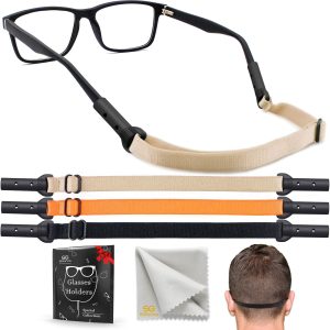SIGONNA Glasses Strap Holder   3 Adjustable Eyeglasses Strap Lanyards No Tail Sunglasses Strap for Men Women Anti Slip Eye Glasses Holders Around Neck Head