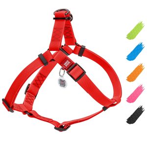 Waterproof Dog Harness   Adjustable Dog Harness for Large Dogs Small and Medium Dogs   Heavy Duty Dog Harness with Durable Metal Clasp and QR Dog Tag   Boy & Girl Dog Harness   Red (20 32in)