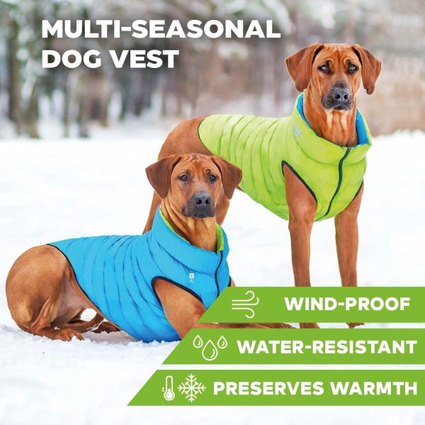 Lightweight Reversible Winter Dog Coat   Warm Dog Jacket   Water Resistant Windproof   Dog Jacket for Small Medium & Large Dogs   Comfortable Dog Vest   L   Green Blue - Image 6